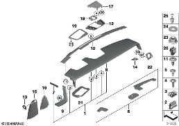 Tableau de bord partie supérieure diagram for BMW Rolls-Royce Phantom RR11 Phantom
