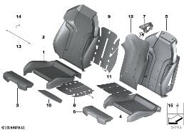 FRONT SEAT, UPH.AND COVER, M SPORTS SEAT diagram for BMW 3 Series G80 M3 LCI M3 Competition