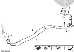 Koelmiddelleidingen onderbodem diagram for BMW 5 Series G31 Touring LCI 530e