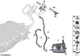 Actieve koolstoffilter/benzineventilatie diagram for BMW 3 Series G20 Sedan LCI 330eX