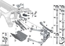 REAR AXLE SUPPORT/WHEEL SUSPENSION diagram for BMW 8 Series G14 Convertible 840dX