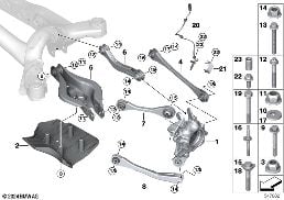 REAR AXLE SUPPORT/WHEEL SUSPENSION diagram for BMW 4 Series G22 Coupé LCI 420d