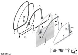 TRIM AND SEALS FOR DOOR, FRONT diagram for BMW 3 Series G21 Touring LCI 320d
