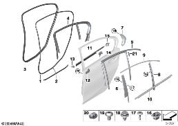 TRIM AND SEALS FOR DOOR, REAR diagram for BMW 3 Series G20 Sedan 330d