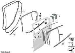 TRIM AND SEALS FOR DOOR, REAR