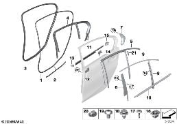 TRIM AND SEALS FOR DOOR, REAR diagram for BMW 3 Series G20 Sedan LCI 330d