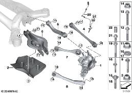 Soporto eje trasera/suspension ruedas diagram for BMW 3 Series G28 Saloon LCI 320Li