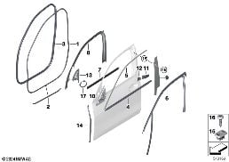 TRIM AND SEALS FOR DOOR, FRONT diagram for BMW X6 M F96 X6 M