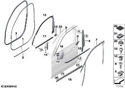 TRIM AND SEALS FOR DOOR, FRONT diagram for BMW X3 G01 30i