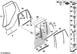 TRIM AND SEALS FOR DOOR, REAR diagram for BMW X3 G01 30i