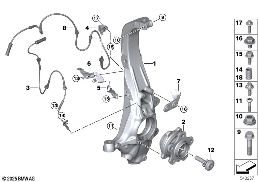 SWIVEL/WHEEL BEARING, FRONT, AWD diagram for BMW X6 G06 LCI M60iX