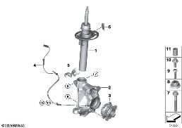 Pruž.jedn.př./nakláp.ložisko/ložis. kola diagram for BMW iX3 G08 BEV iX3