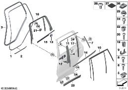 擋板和密封件 車門 後部 diagram for BMW X3 G01 LCI 30iX