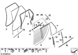 Lišty a těsnění dveře zadní diagram for BMW 5 Series G31 Touring 530d