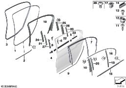 TRIM AND SEALS FOR DOOR, REAR