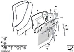 TRIM AND SEALS FOR DOOR, REAR