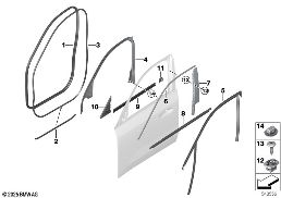 Afdekplaten en afdichtingen portier voor diagram for BMW X1 U11 20i