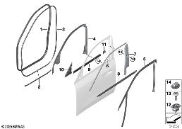 TRIM AND SEALS FOR DOOR, FRONT diagram for BMW X1L U12 iX1 xDrive30L