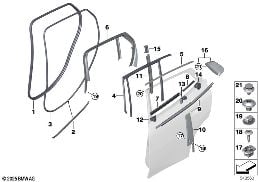 TRIM AND SEALS FOR DOOR, REAR diagram for BMW X2 U10 iX2 eDrive20