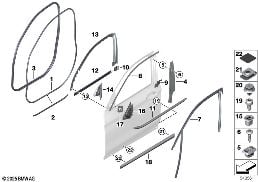 Накладки и уплотнения двери Пд diagram for BMW X4 G02 LCI 20dX