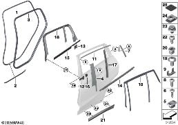 Накладки и уплотнения двери Зд diagram for BMW X4 G02 LCI 20dX
