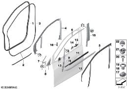 TRIM AND SEALS FOR DOOR, FRONT