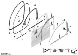TRIM AND SEALS FOR DOOR, FRONT diagram for BMW 3 Series G28 Sedan LCI 325LiX
