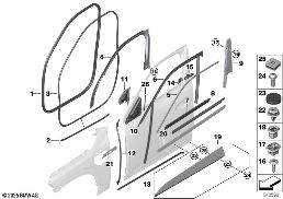 TRIM AND SEALS FOR DOOR, FRONT
