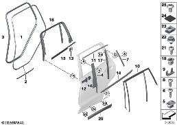 TRIM AND SEALS FOR DOOR, REAR diagram for BMW X3 G08 28iX