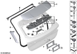 TRUNK LID, MOUNTING PARTS diagram for BMW 5 Series G61 Touring i5 xDrive40
