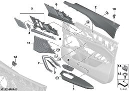 Aanbouwdelen voorportierbekleding diagram for BMW X1 U11 20i