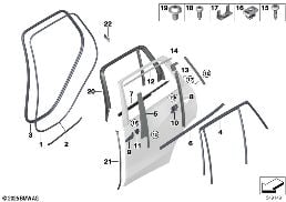 Lišty a těsnění dveře zadní diagram for BMW X5 G05 LCI 50eX
