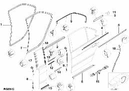 Joint de porte arrière diagram for BMW 5 Series E39 525td
