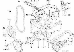 LUBRICATION SYSTEM/OIL PUMP WITH DRIVE diagram for BMW 3 Series E36 323i