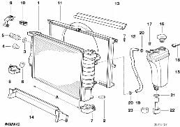 RADIATOR/EXPANSION TANK/FRAME diagram for BMW 3 Series E36 M3