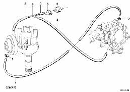 Sterowanie podciśn.-regulacja zapłonu diagram for BMW 7 Series E23 745i