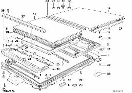 Schuifdak-deksel/dakframe diagram for BMW 5 Series E34 525ix