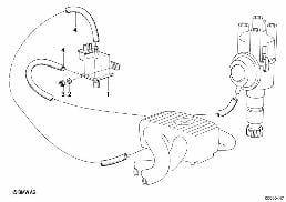 ชุดคุมสุญญากาศสำหรับตัวปรับการจุดระเบิด diagram for BMW 3 Series E30 318i