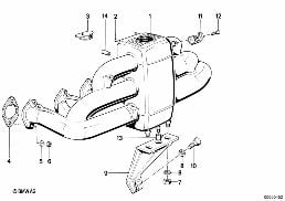 Система впуска diagram for BMW 7 Series E32 735i