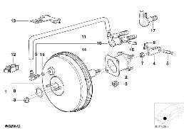 Bremskraftverstärker Unterdruck diagram for BMW 5 Series E34 535i