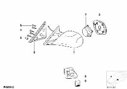 M OUTSIDE MIRROR diagram for BMW 5 Series E34 M5 3.8