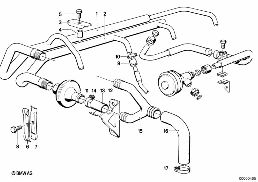 Réduction des gaz d'échappement diagram for BMW 5 Series E28 518i