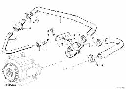 ชุดลดการปล่อยมลพิษ diagram for BMW 7 Series E23 733i