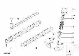 Cde soupapes-arbre a cames/graissage diagram for BMW 7 Series E38 735iL