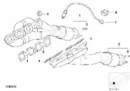 Tuyau d'échappement avec pot catalytique diagram for BMW 7 Series E38 735iL