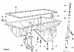 Oliecarter/olieniveau diagram for BMW 5 Series E39 528i