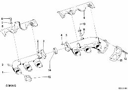 Collecteur d'échappement diagram for BMW 7 Series E23 735i