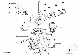 Kylsystem-vattenpump/thermostat diagram for BMW 3 Series E36 M3