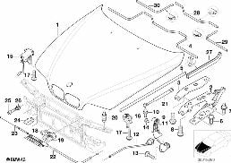 Volet avant - Pieces de montage diagram for BMW 5 Series E39 525td