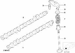 制御駆動装置のカムシャフト diagram for BMW 5 Series E39 525d